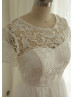 Lace Chiffon Short Sleeves Knee Length Wedding Dress